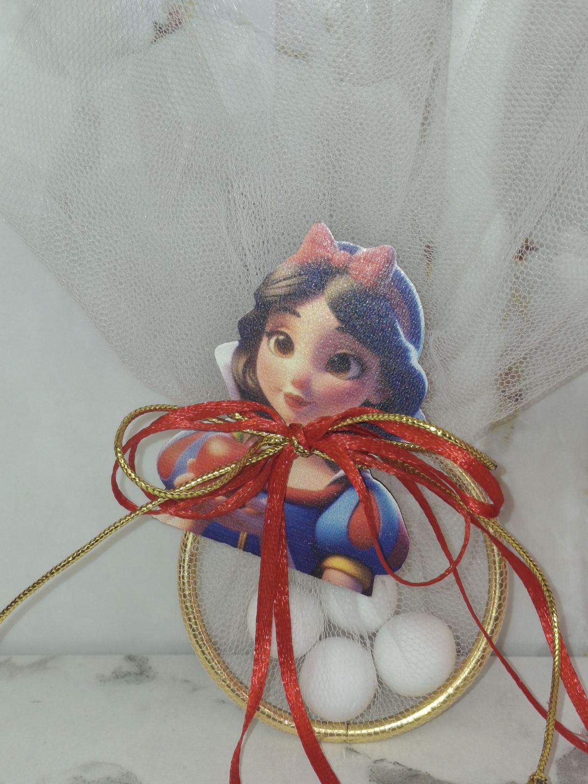 Μπομπονιέρα Βάπτισης Πριγκίπισσα με Τούλι και Κρίκο