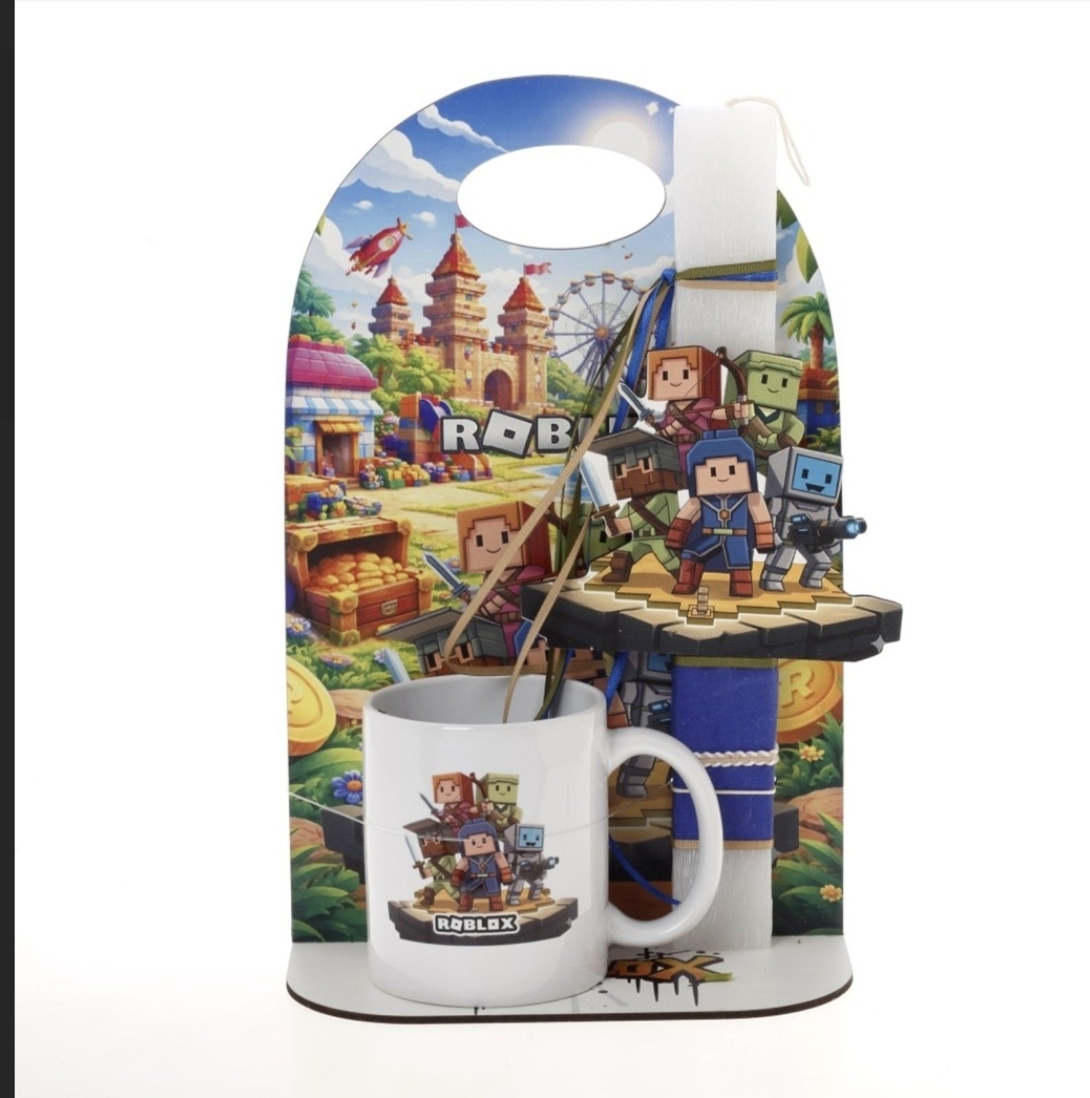 Λαμπάδα Roblox Σετ με Κούπα & Ξύλινη Βάση