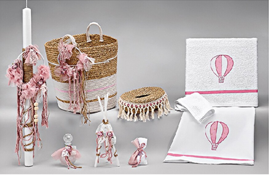 Ολοκληρωμένο Σετ Βάπτισης «Pink Hot Air Balloon»